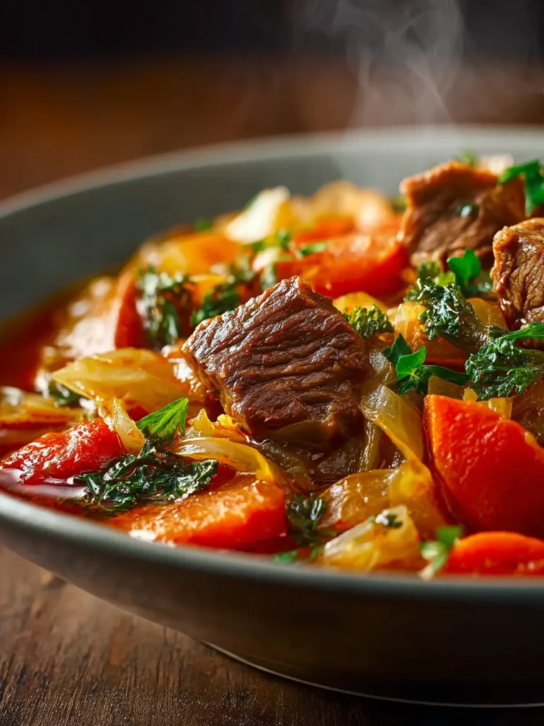 Slow Cooker Cabbage and Beef Stew First Image