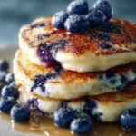 Fluffy Greek Yogurt Blueberry Pancakes First Image