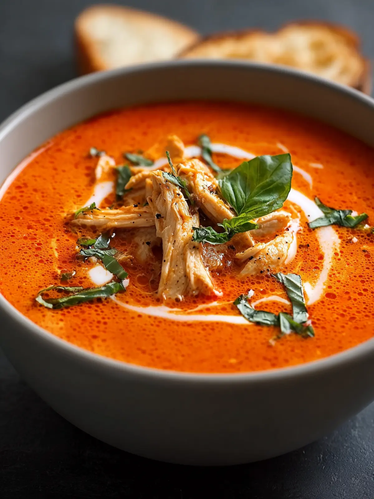 Creamy Tomato Basil Chicken Soup First Image