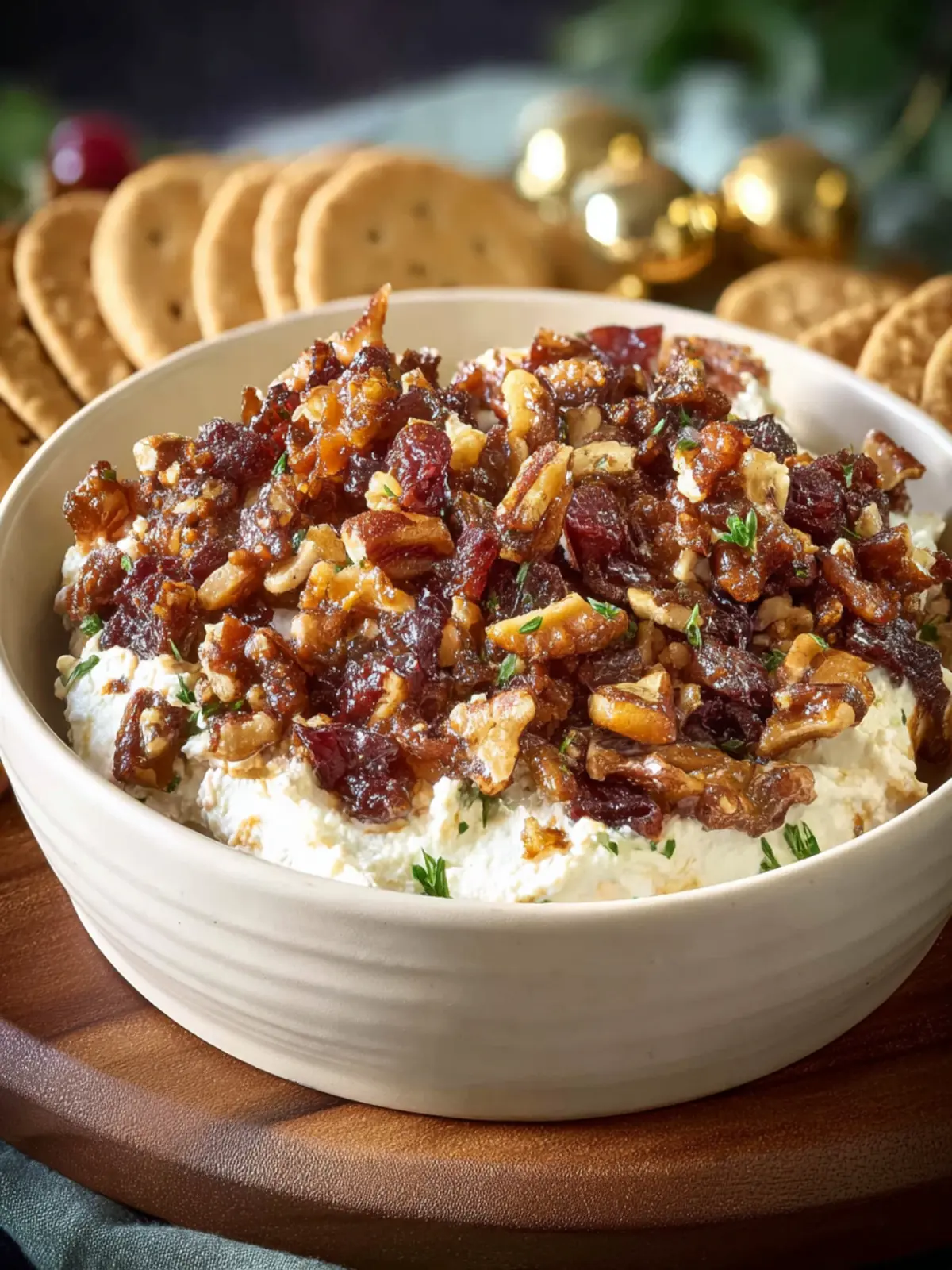 Whipped Goat Cheese Dip with Pecan Date Topping First Image