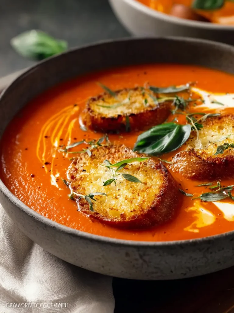 Roasted Tomato Soup with Crispy Gruyère Toasts First Image