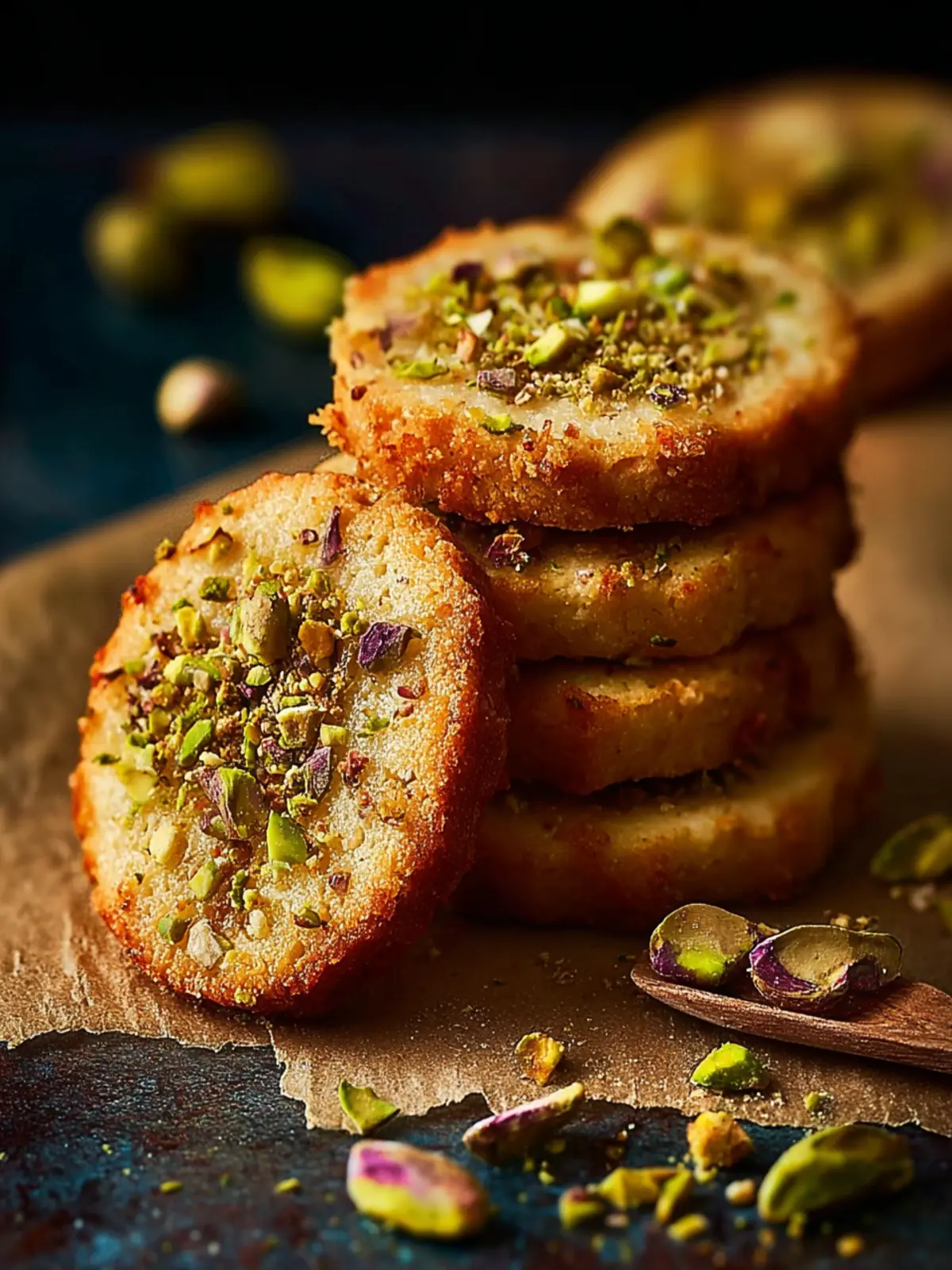 Salty Smoked Pistachio and Honey Shortbread Cookies First Image