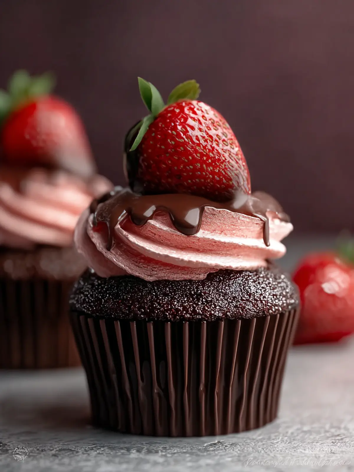 Chocolate Strawberry Cupcakes First Image