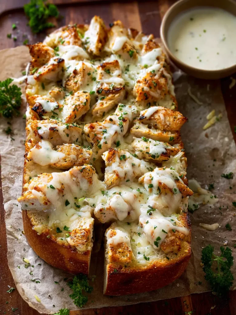 Chicken Alfredo Garlic Bread First Image