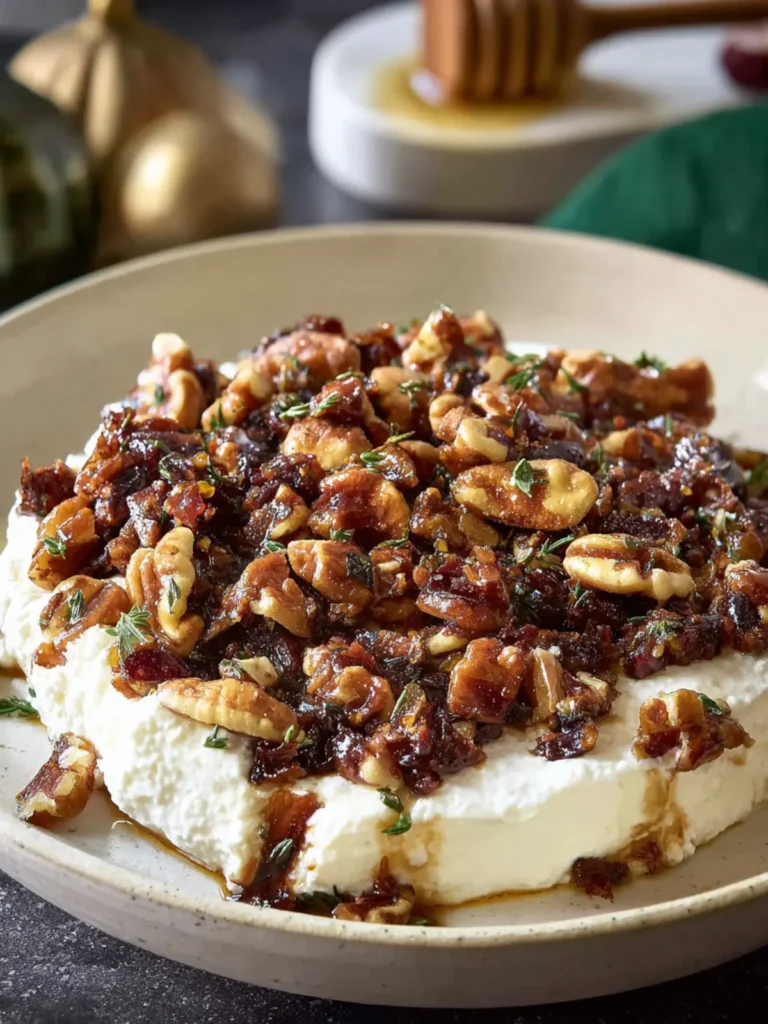 Whipped Goat Cheese Dip with Pecan Date Topping First Image