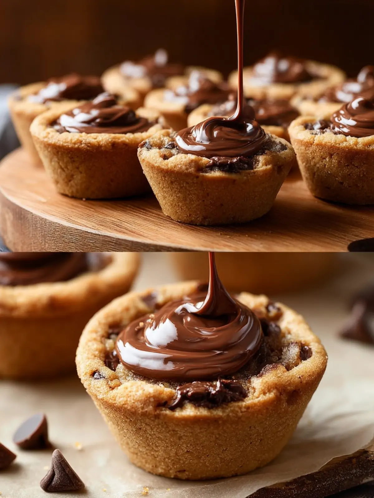 Chocolate Chip Cookie Cups with Nutella First Image