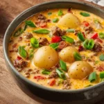 Homemade Cheeseburger Soup with Baby Potatoes First Image