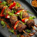 Peanut-Crusted Beef Kebabs First Image