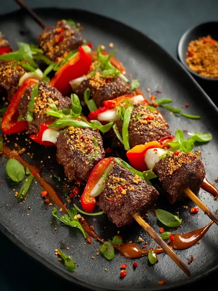 Peanut-Crusted Beef Kebabs First Image